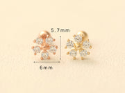 14K gold Mini Daisy Cubic cartilage earring 20g