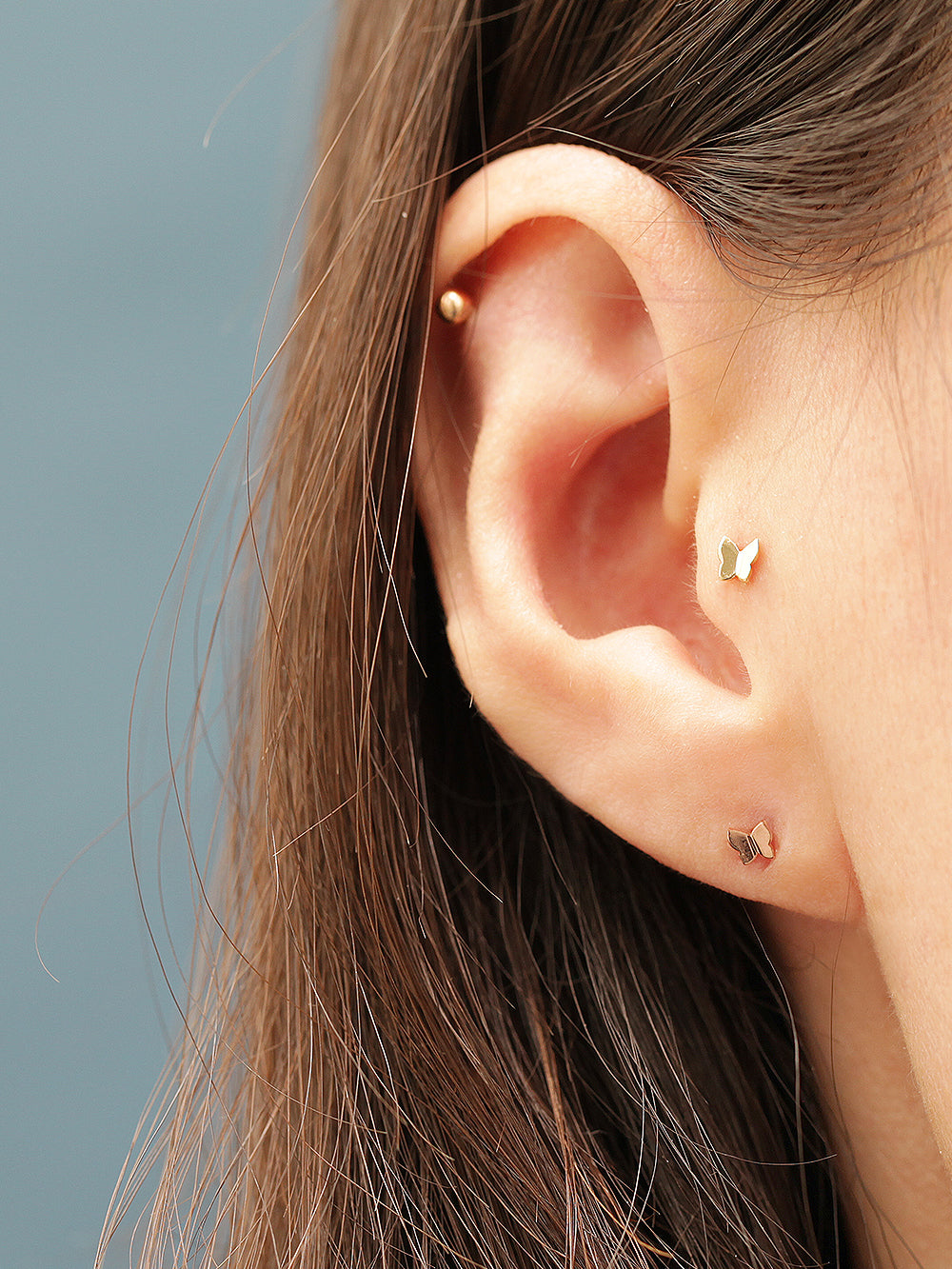 14K Gold Daily Mini Butterfly Cartilage Earring 20G18G16G