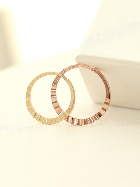 14K Gold Slim Cutting Circle Hoop Earring