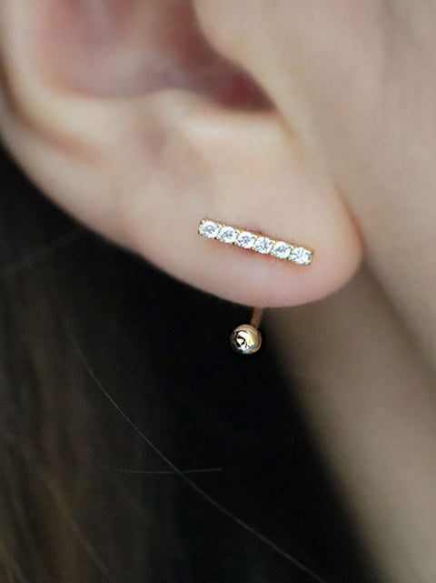 14K Gold Cubic Stick Curve Cartilage Earring 18G16G