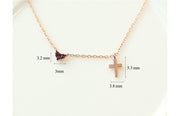 14K Gold Ruby Heart Cross Necklace