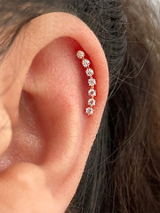 14K gold Long Curve Cubic cartilage earring 20g