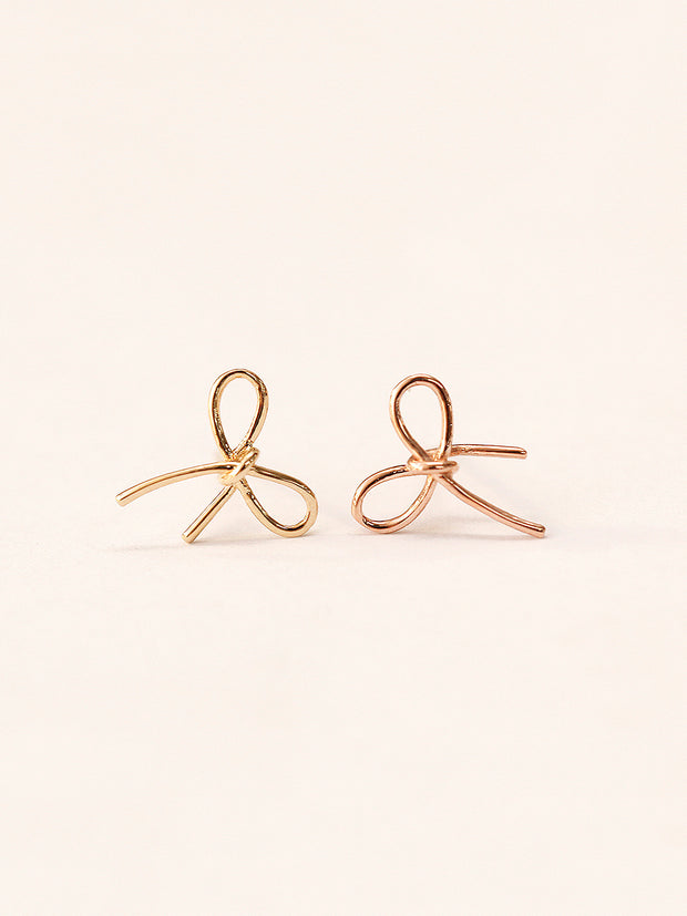 14K Gold Ribbon Stud Earring