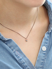 14K Gold Blue Diamond 2 Line Necklace