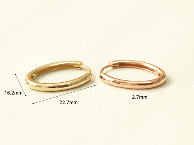 14K Gold Hollow Bold Hoop Eearring