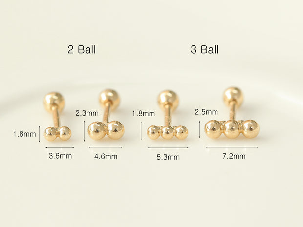 14K Gold Mini Ball Labret & Piercing 18G16G