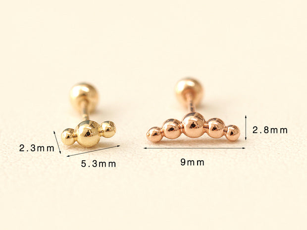 14K Gold Peanut Bubble Cartilage Earring 20G