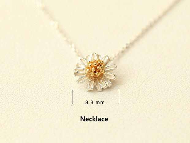 925 Silver Daisy Necklace & Bracelet