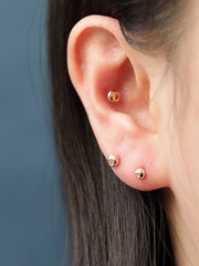 14K Gold Flat Ball Cartilage Earring 20G18G