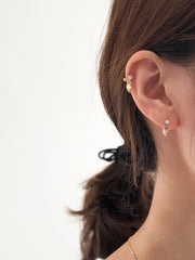 14K gold Leaf Drop cartilage earring 20g