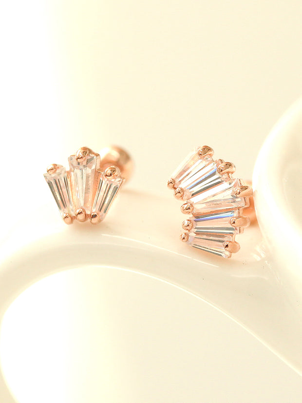 14K gold Square Crown cartilage earring 20g