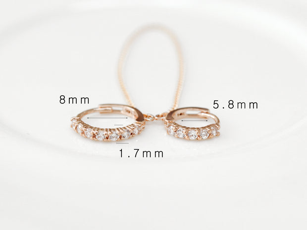 14K Gold Cubic Hoop Layered Earring