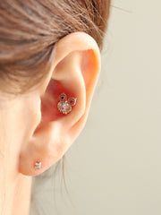 14K Gold Owl Cubic Cartilage Earring 18G16G