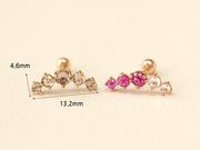 14K Gold Five Rose cut Cubic Cartilage Earring 20G18G