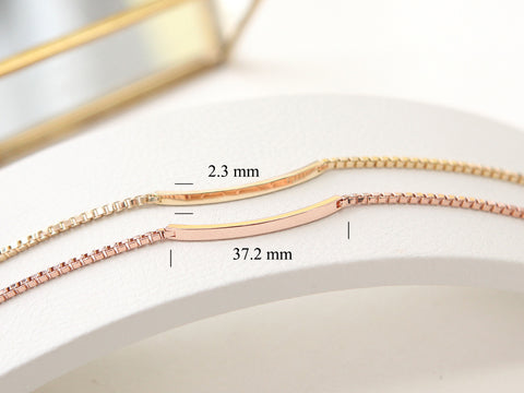 14K Gold Simple Stick Chain Bracelet