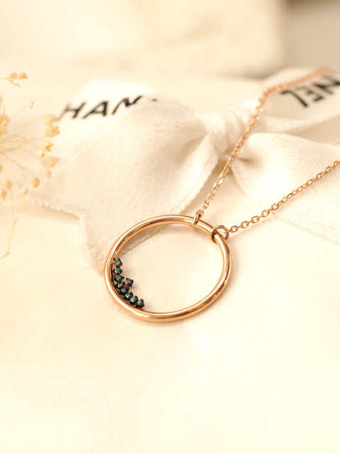 14K 18K Blue Diamond Circle Necklace