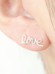 925 Silver Love cartilage earring 16g