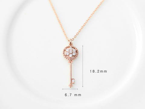 14K 18K Gold Flower Key Necklace