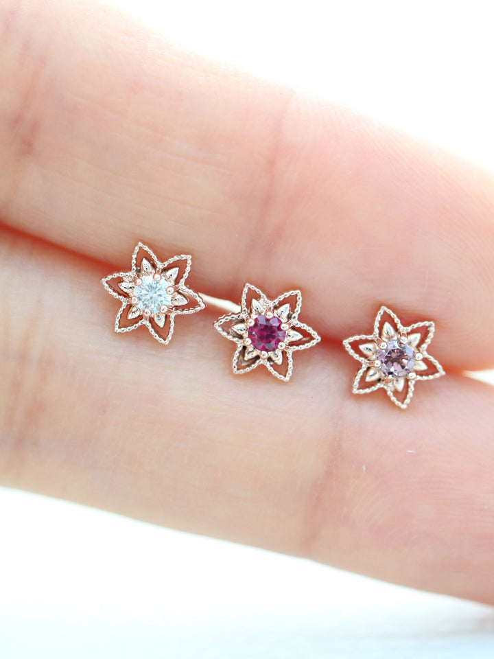 14K Gold Bling Flower Cartilage Earring 18G16G