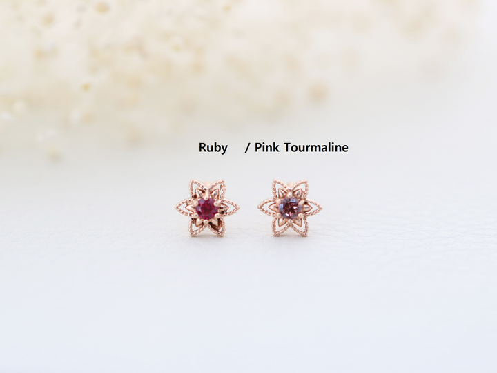 14K Gold Bling Flower Cartilage Earring 18G16G