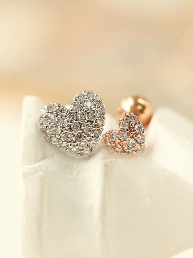 Pave heart Cartilage Earring