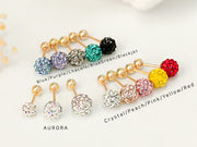 14K gold color cubic ball cartilage earring 20g