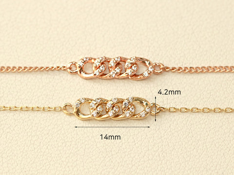 14K 18K Gold Cubic Chain Bracelet