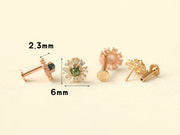 14K Gold Internally Flower Rough Diamond Labret Piercing 18G16G