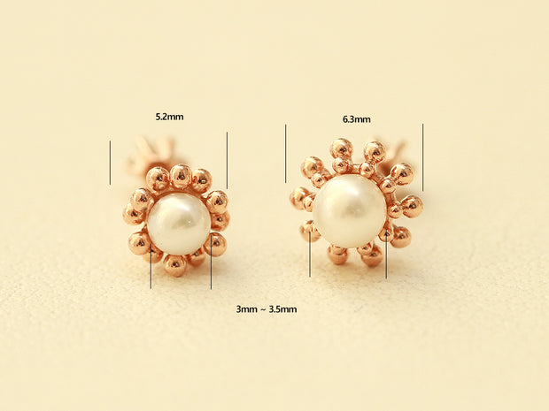 14K Gold Bubble Pearl Cartilage Earring 18G16G