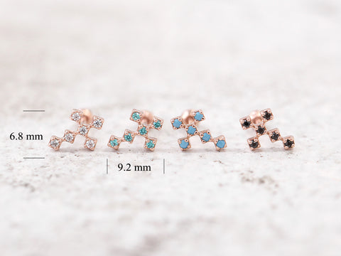 14K Gold Colorful Cross Cubic Cartilage Earring 18G16G