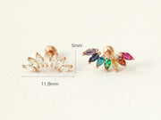 14K Gold Rainbow Tiara Cartilage Earring 18G16G