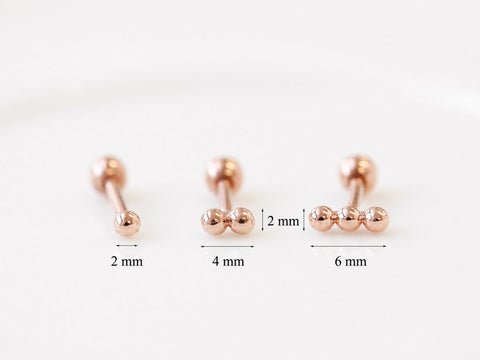 14K Gold Mini Ball Cartilage Earring 18G16G