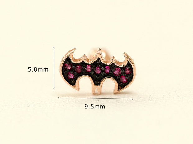 14K Gold Ruby Bat Cartilage Earring 18G16G