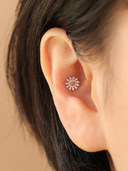 14K gold Cubic Daisy cartilage earring 20g