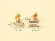 14K gold Mini Oval / Square Cubic cartilage earring 20g