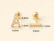 14K gold Cubic Initial cartilage earring 20g