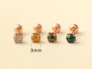 14K gold Rough Diamond cartilage earring 3mm 20g18g16g