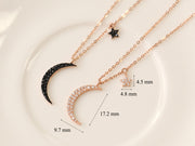 14K 18K Gold Moon and Star Necklace