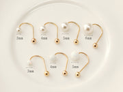 14K gold Opal & Pearl cartilage earring 20g