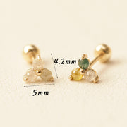 14K Gold Rough Diamond Triangle Cartilage Earring 20G18G16G