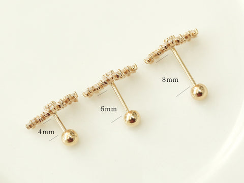 14K gold Triple Flower cartilage earring 20g