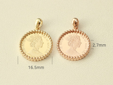 14K 18K Gold Coin Pendant Necklace