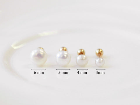14K Gold Fresh-Water Pearl Cartilage Earring 18G16G