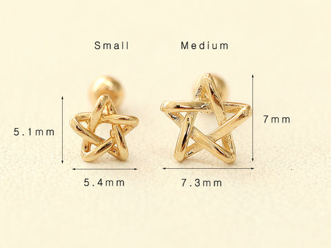 14K gold Star Point cartilage earring 20g