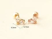14K gold Mini Tear Drop Heart cartilage earring 20g