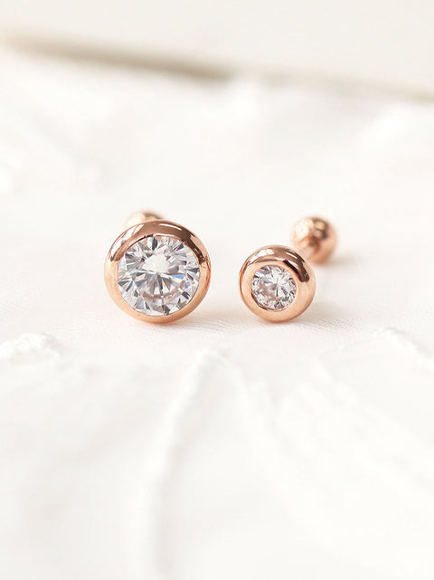 14K Gold Daily CZ Cartilage Earring 18G16G