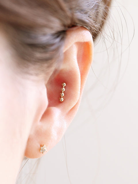 14K Gold Ball Stick Cartilage Earring 18G16G