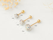 14K gold color cubic ball cartilage earring 20g