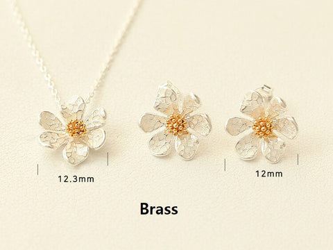 925 Silver Floral Earring & Necklace