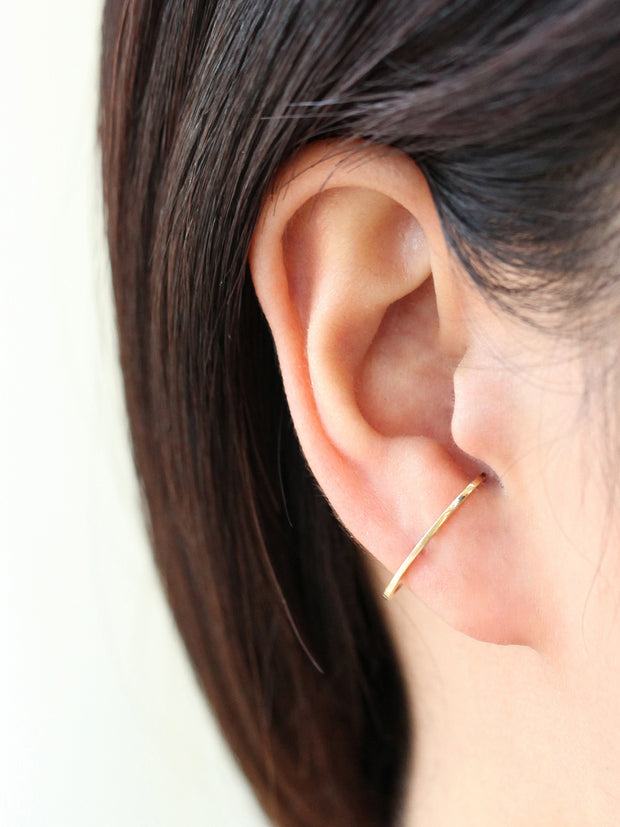 14K Gold Plain ear cuff wrap cartilage earring 20g